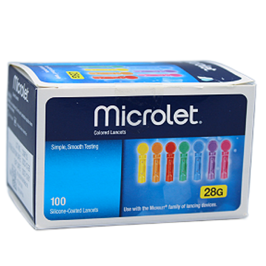 Microlet Colored Lancets 100 Count β Silicone-Coated for Smooth Blood Glucose Testing