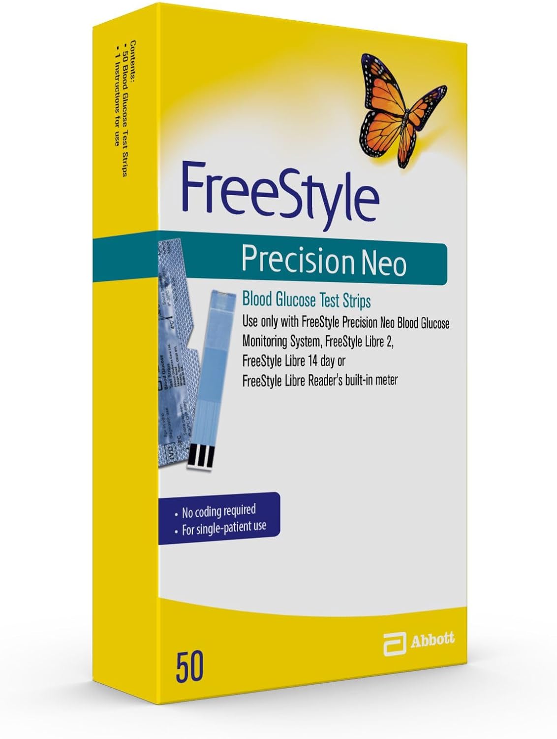 FreeStyle Precision Neo Test Strips 50 Count – Blood Glucose Monitoring with Extra Discount